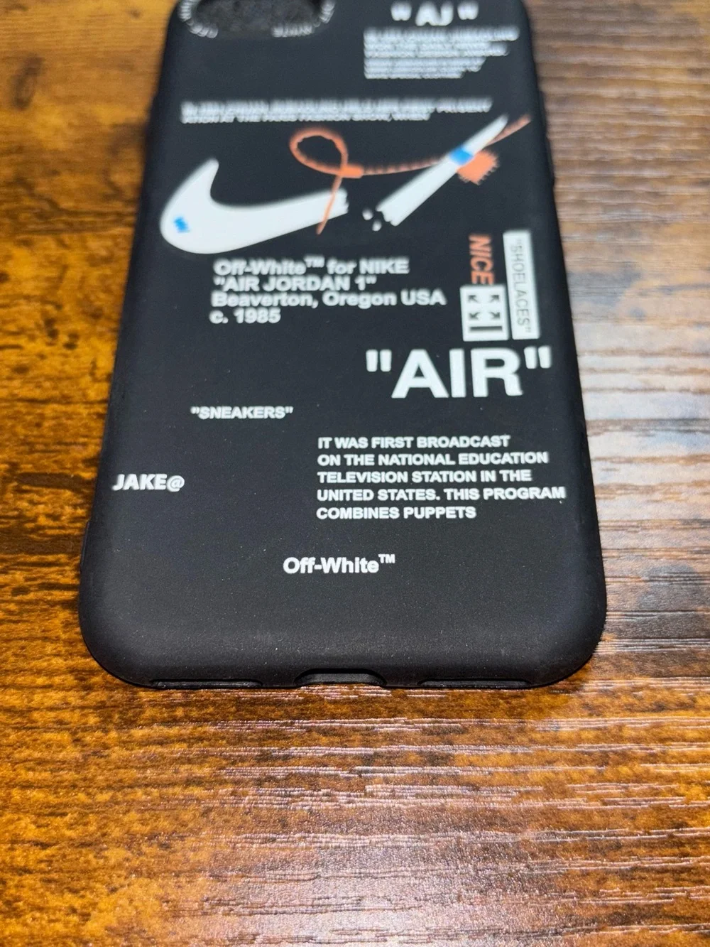 Off-White Black 'AIR' Graphic iPhone Case with White and Tan Accents for Se/7/8